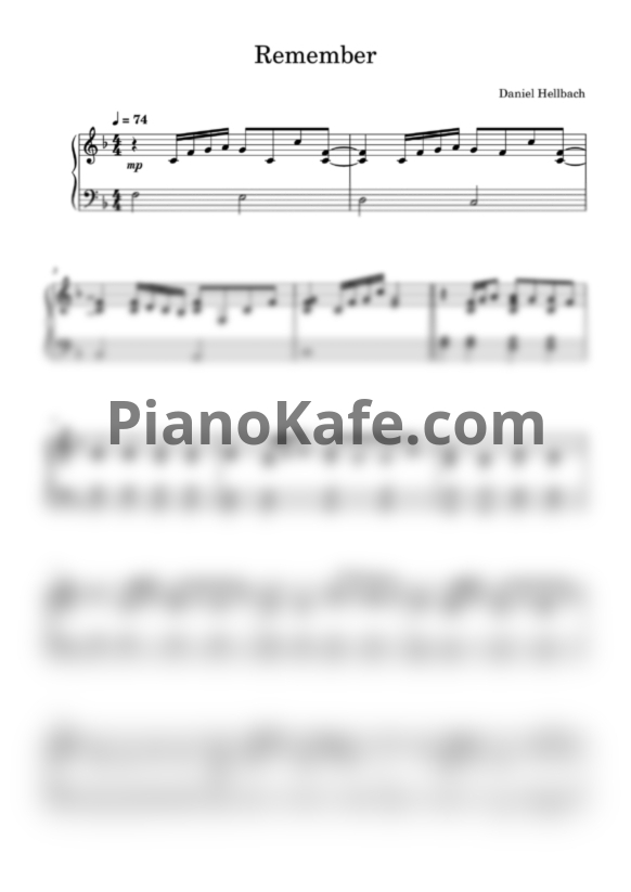 Ноты Daniel Hellbach - Remember - PianoKafe.com