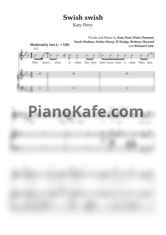Ноты Katy Perry feat. Nicki Minaj - Swish swish - PianoKafe.com
