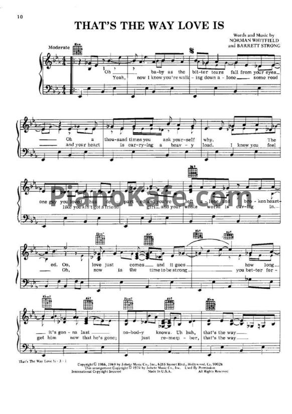 Ноты Marvin Gaye - That's the way love is (Piano solo) - PianoKafe.com