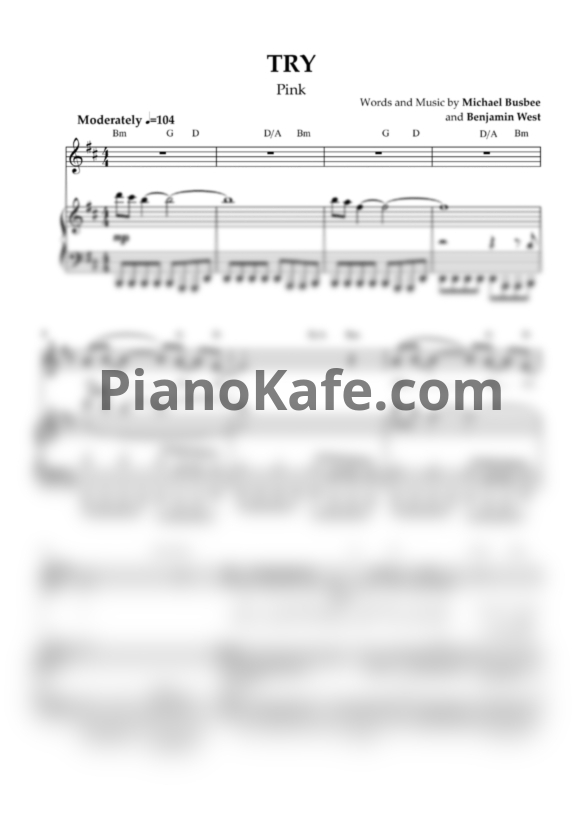 Ноты Pink - Try - PianoKafe.com