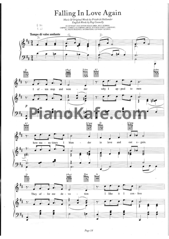 Ноты Marlene Dietrich - The Songbook (Книга нот) - PianoKafe.com