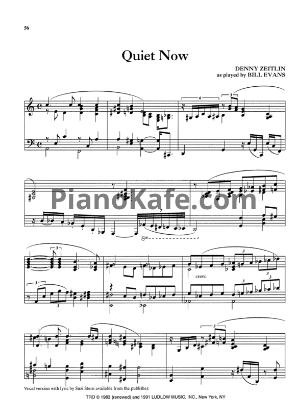 Ноты Bill Evans - Quiet now - PianoKafe.com