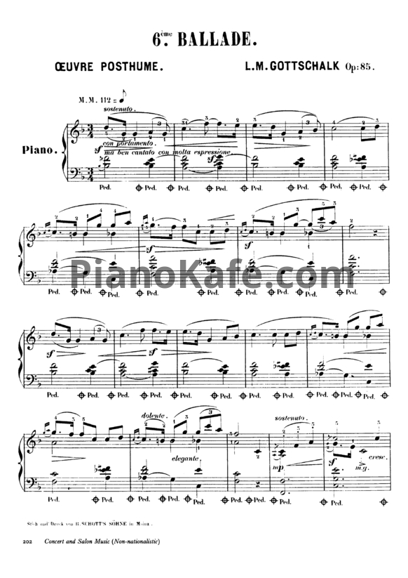 Ноты Луи Моро Готшалк - Баллада №6 (Op. 85) - PianoKafe.com