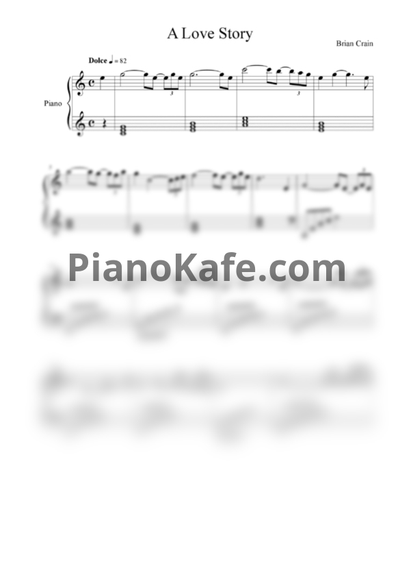 Ноты Brian Crain - A love story - PianoKafe.com