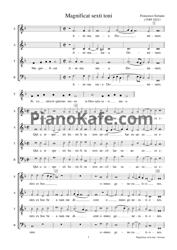 Ноты Ф. Сориано - Magnificat sexti toni - PianoKafe.com