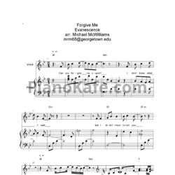 Ноты Evanescence - Forgive me - предпросмотр