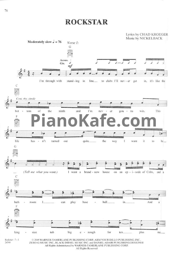 Ноты Nickelback - Rockstar - PianoKafe.com
