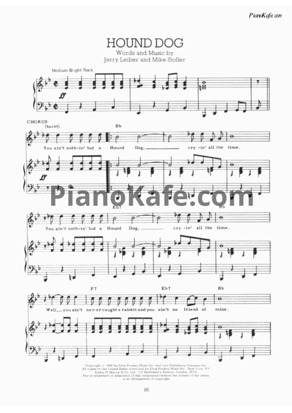 Ноты Elvis Presley - Hound Dog - PianoKafe.com