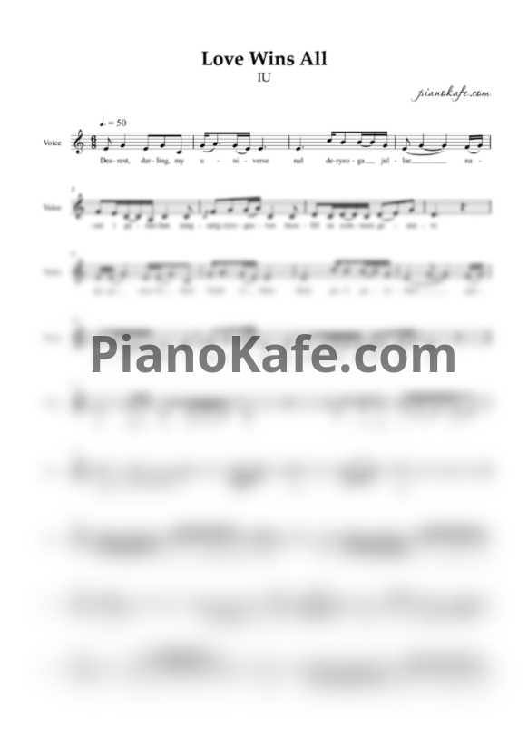 Ноты IU - Love wins all (Вокальная партия) - PianoKafe.com