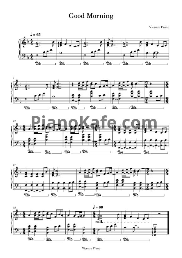 Ноты Vicenzo Piano - Good Morning - PianoKafe.com