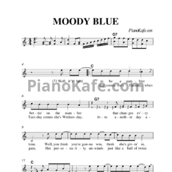 Ноты Elvis Presley - Moody blue (Вокальная партия) - предпросмотр