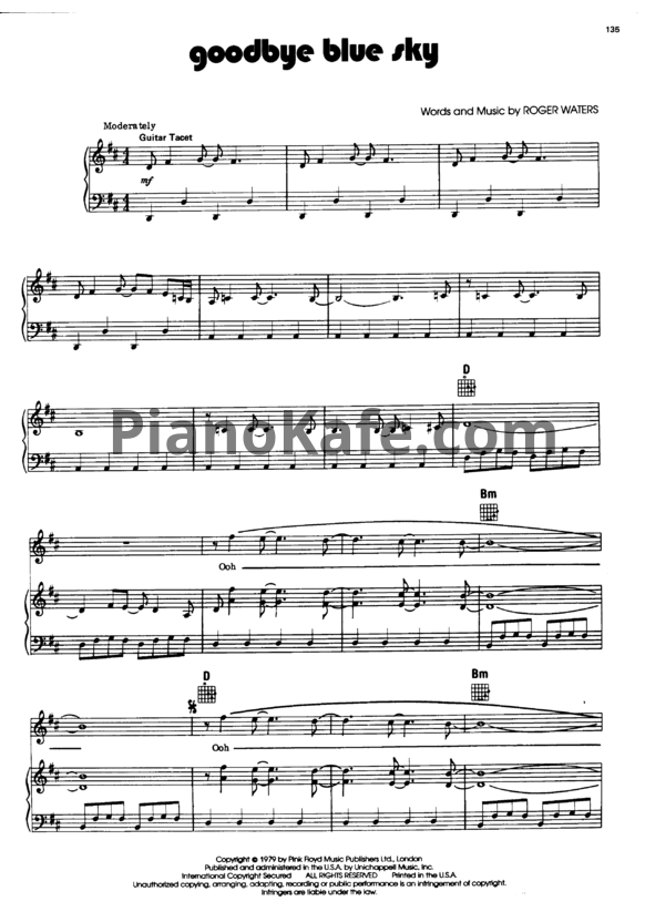 Ноты Pink Floyd - Goodbye blue sky - PianoKafe.com