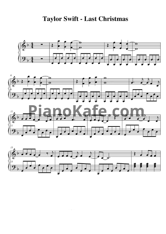 Ноты Taylor Swift - Last Christmas - PianoKafe.com