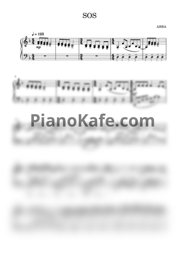 Ноты ABBA - SOS (Piano cover) - PianoKafe.com