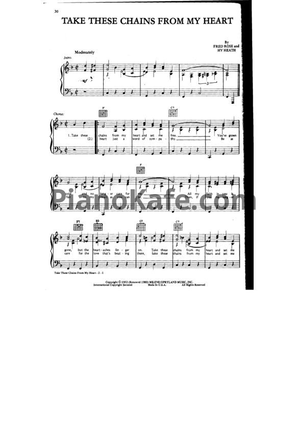 Ноты Ray Charles - Take these chains from my heart - PianoKafe.com