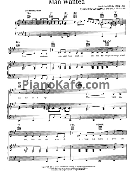 Ноты Barry Manilow - Man wanted - PianoKafe.com