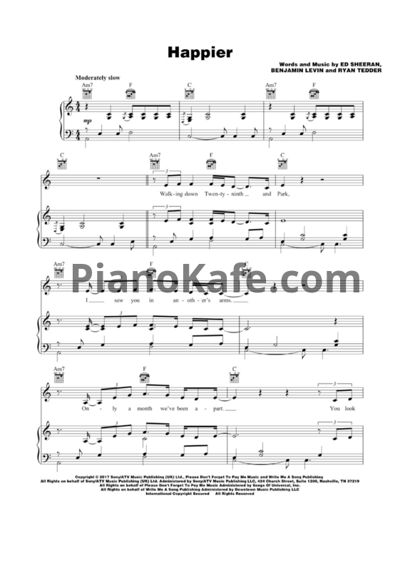 Ноты Ed Sheeran - Happier (Версия 2) - PianoKafe.com