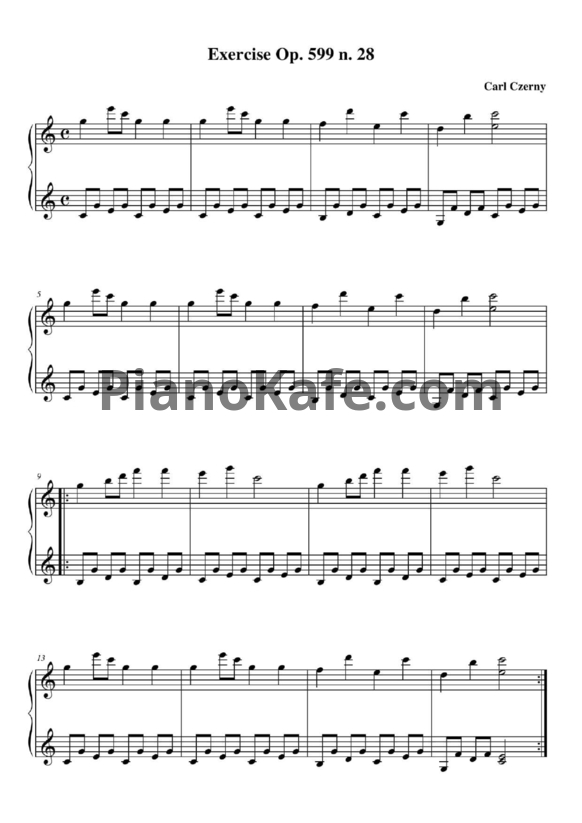 Ноты Карл Черни - Practical exercises for beginners (Op. 599, №28) - PianoKafe.com