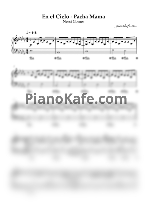 Ноты Nessi Gomes - En el Cielo - Pacha Mama (Piano cover) - PianoKafe.com