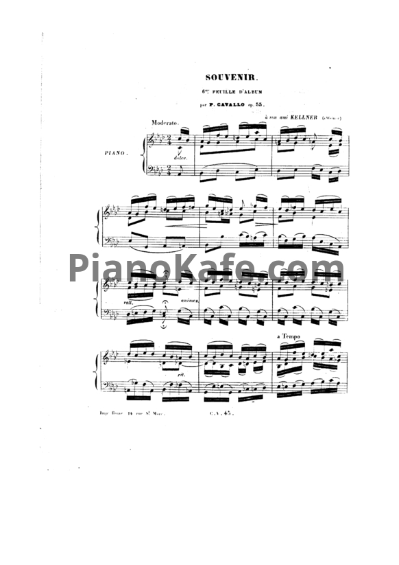 Ноты Peter Cavallo - Souvenir, Op. 55 - PianoKafe.com