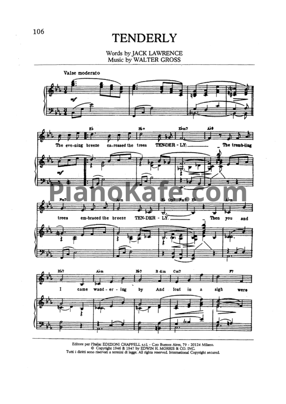 Ноты Frank Sinatra - Tenderly - PianoKafe.com