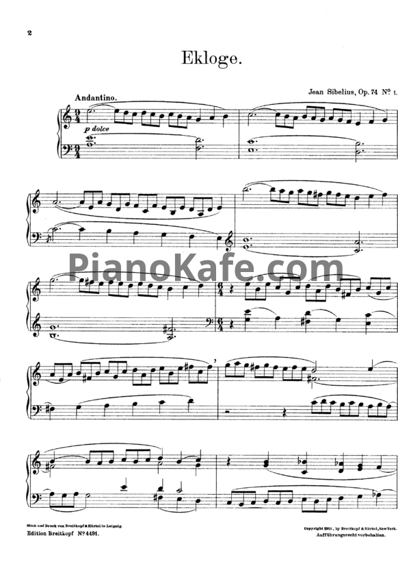 Ноты Ян Сибелиус - 4 лирические пьесы для фортепиано (Op. 74) - PianoKafe.com