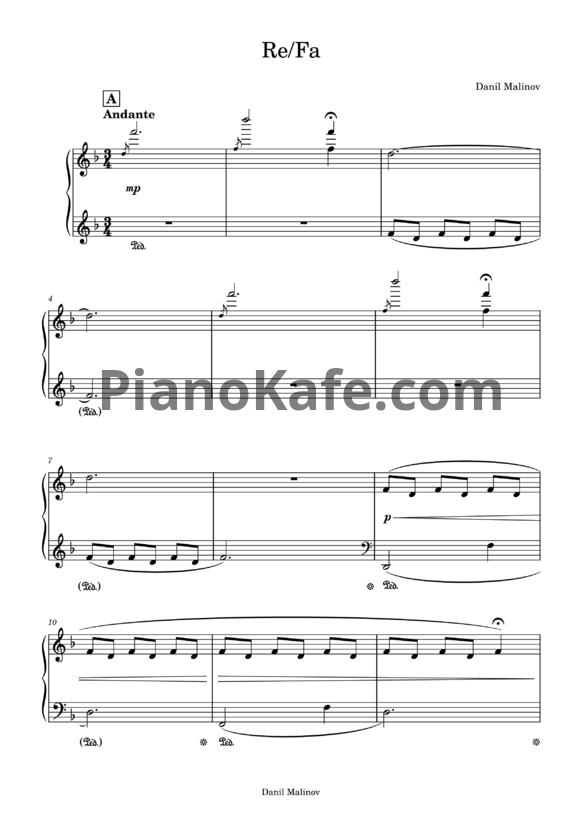 Ноты Danil Malinov - Re/Fa - PianoKafe.com