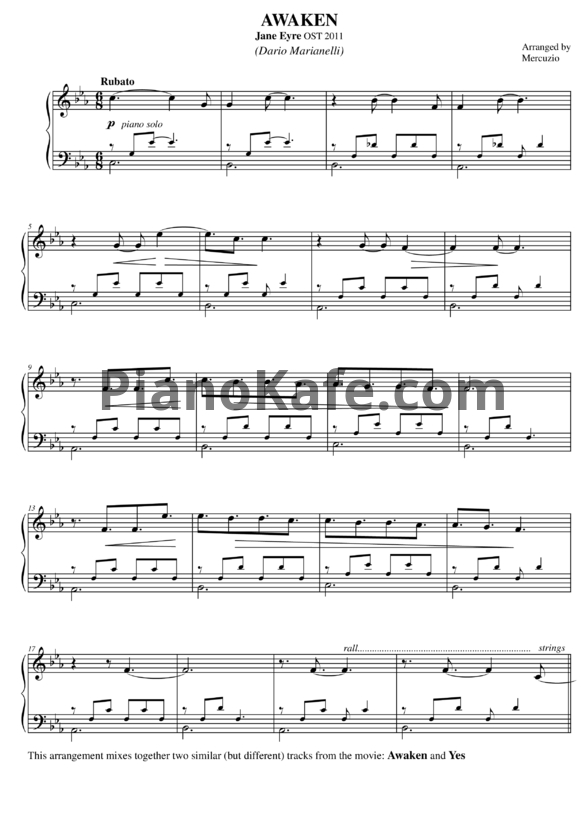 Ноты Dario Marianelli - Awaken - PianoKafe.com
