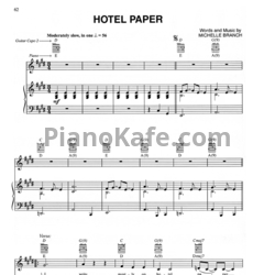 Ноты Michelle Branch - Hotel paper - предпросмотр