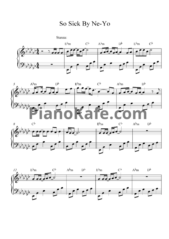 Ноты Ne-Yo - So sick - PianoKafe.com