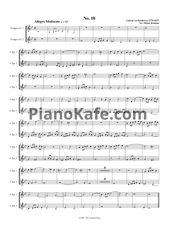 Ноты Л. В. Бетховен - Fifteen Fugues for Brass No.10 - PianoKafe.com
