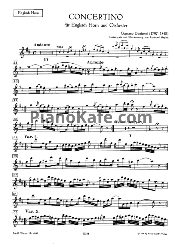 Ноты Gaetano Donizetti - Concertino for English horn and orchester - PianoKafe.com