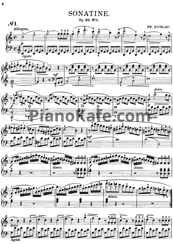 Ноты Ф. Кулау - Сонатина (Op. 20) - PianoKafe.com