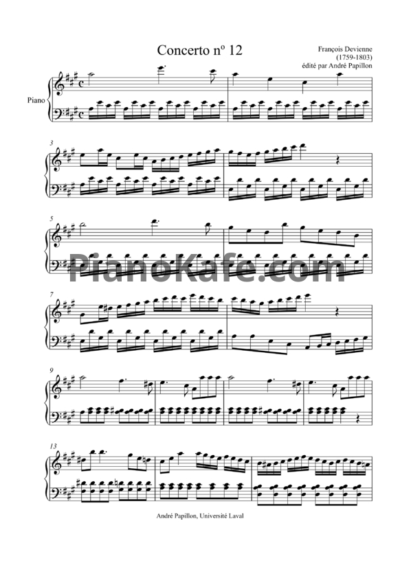 Ноты Франсуа Девьен - Концерт для флейты с оркестром №12 ля мажор - PianoKafe.com