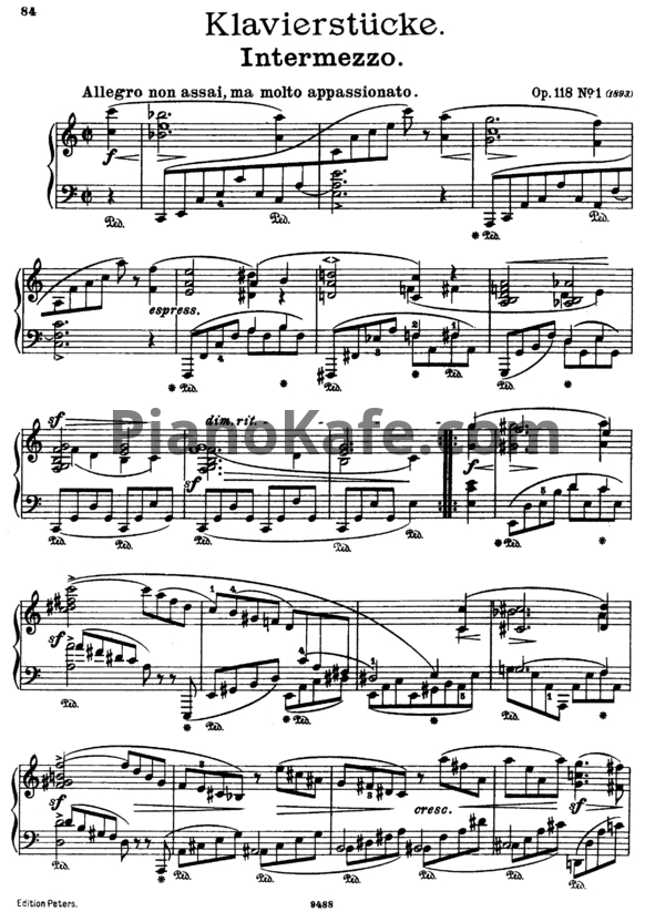 Ноты И. Брамс - 6 пьес для фортепиано (Op.118) - PianoKafe.com
