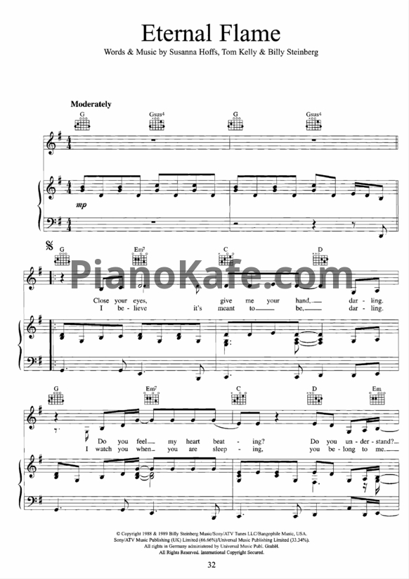Ноты The Bangles - Eternal flame - PianoKafe.com