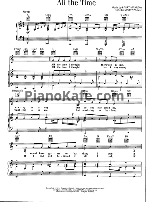 Ноты Barry Manilow - All the time - PianoKafe.com