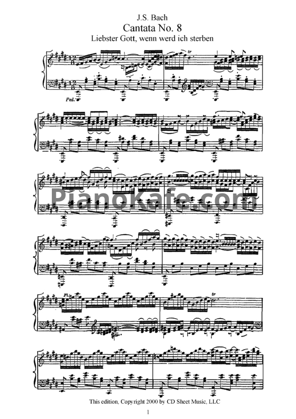 Ноты И. Бах - Кантата №8 "Liebster Gott, wann werd' ich sterben" (BWV 8) - PianoKafe.com