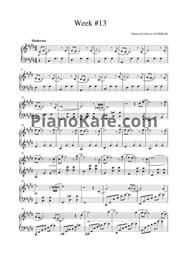 Ноты Fabrizio Paterlini - Week #13 - PianoKafe.com