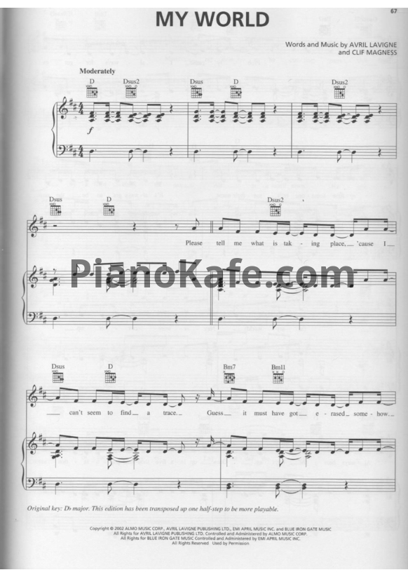 Ноты Avril Lavigne - My world - PianoKafe.com
