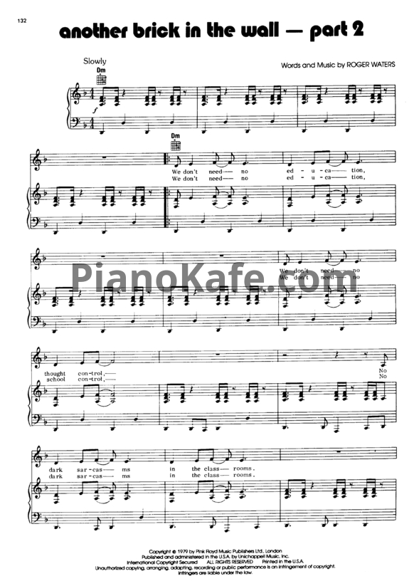 Ноты Pink Floyd - Another brick in the wall (Part 2) - PianoKafe.com