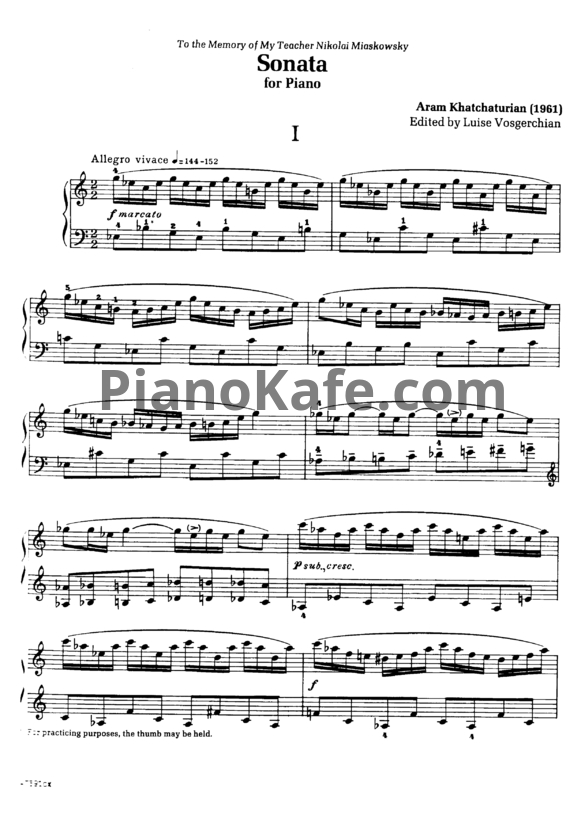 Ноты Арам Хачатурян - Соната - PianoKafe.com