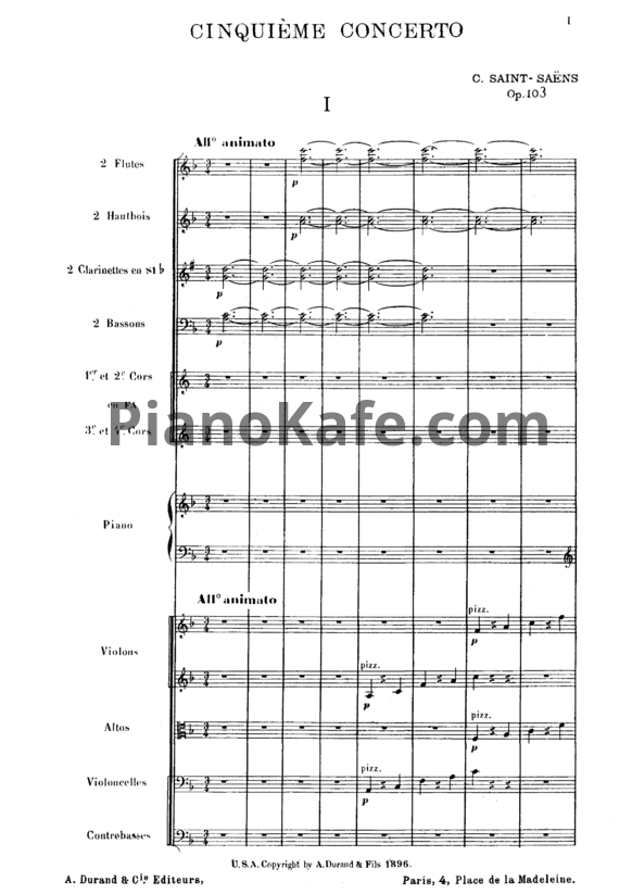 Ноты Камиль Сен-Санс - Концерт №5 для фортепиано с оркестром (Op. 103) - PianoKafe.com