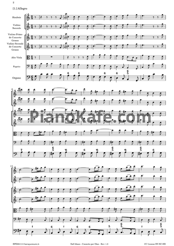 Ноты Эваристо Даль Абако - Кончерто гроссо, до мажор (Op. 5 №5, Партитура) - PianoKafe.com