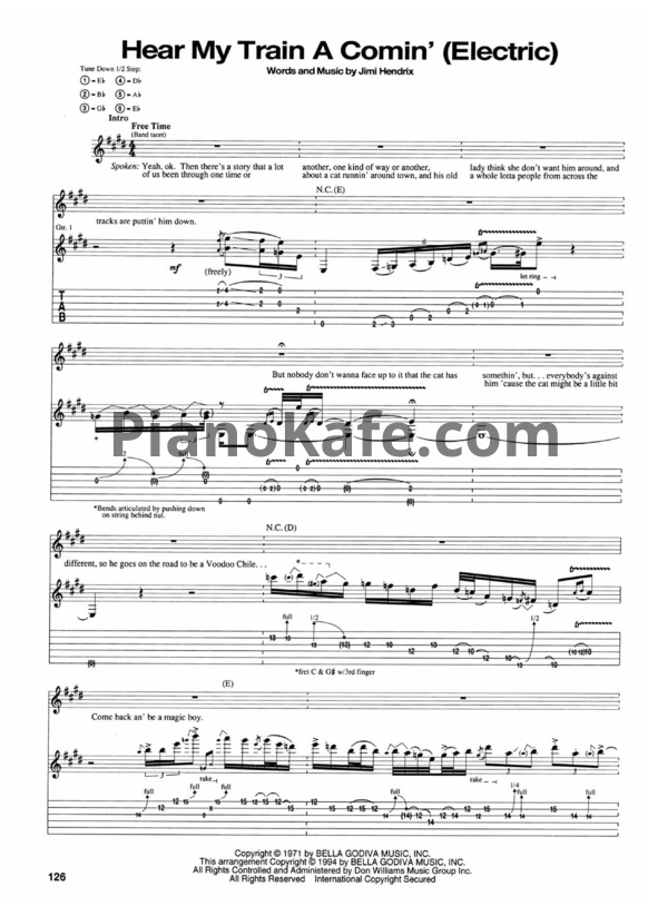 Ноты Jimi Hendrix - Hear my train a comin' (Electric) - PianoKafe.com
