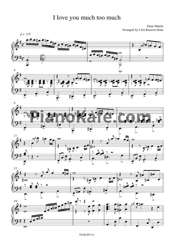Ноты Dean Martin - I love you much too much - PianoKafe.com