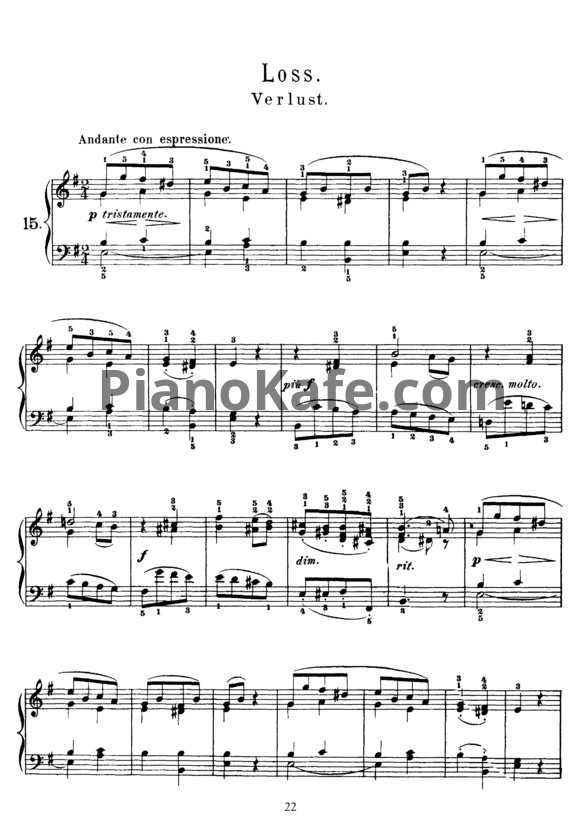 Ноты Корнелиус Гурлитт - Loss (Op. 101, №15) - PianoKafe.com
