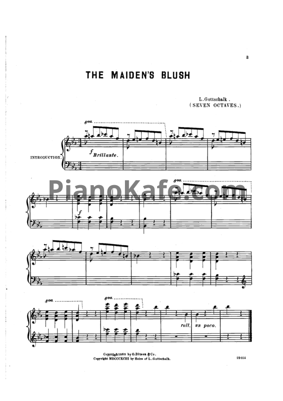 Ноты Луи Моро Готшалк - The maiden's blush (Op. 106) - PianoKafe.com