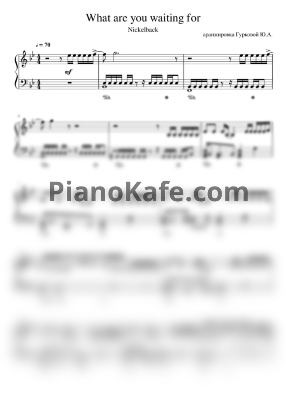 Ноты Nickelback - What are you waiting for? - PianoKafe.com