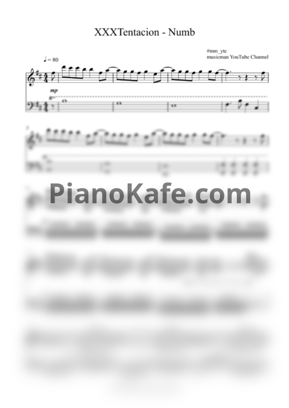 Ноты XXXTentacion - Numb - PianoKafe.com